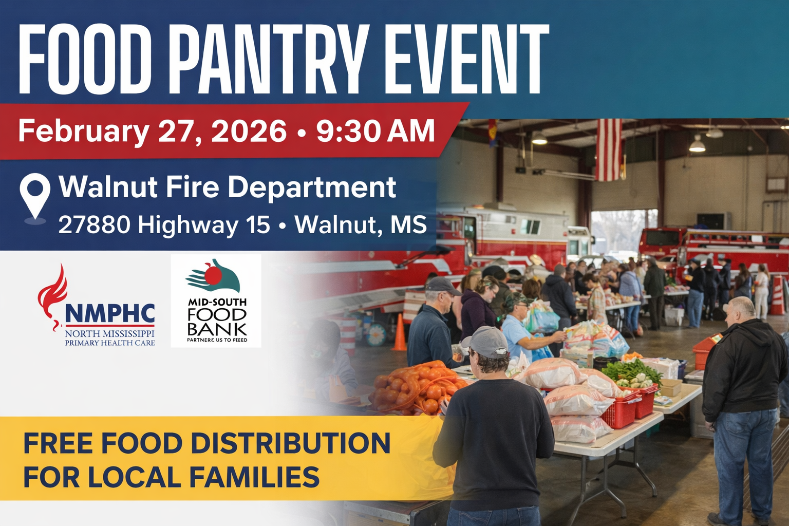 Food Pantry Distribution Scheduled for February 27 in Walnut